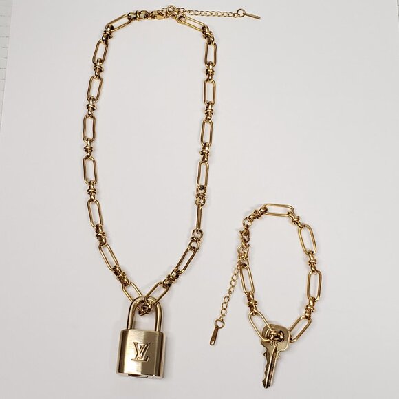 Authentic Louis Vuitton Padlock w/unbranded Stainless Steel Necklace & Bracelet - Picture 10 of 16